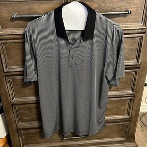 Mens, black striped golf shirt